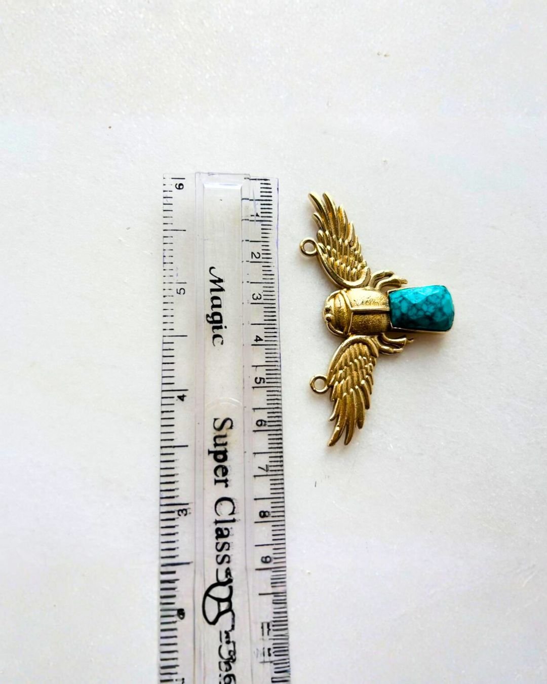 Winged Scarab Brass Stone Connector - Image 3