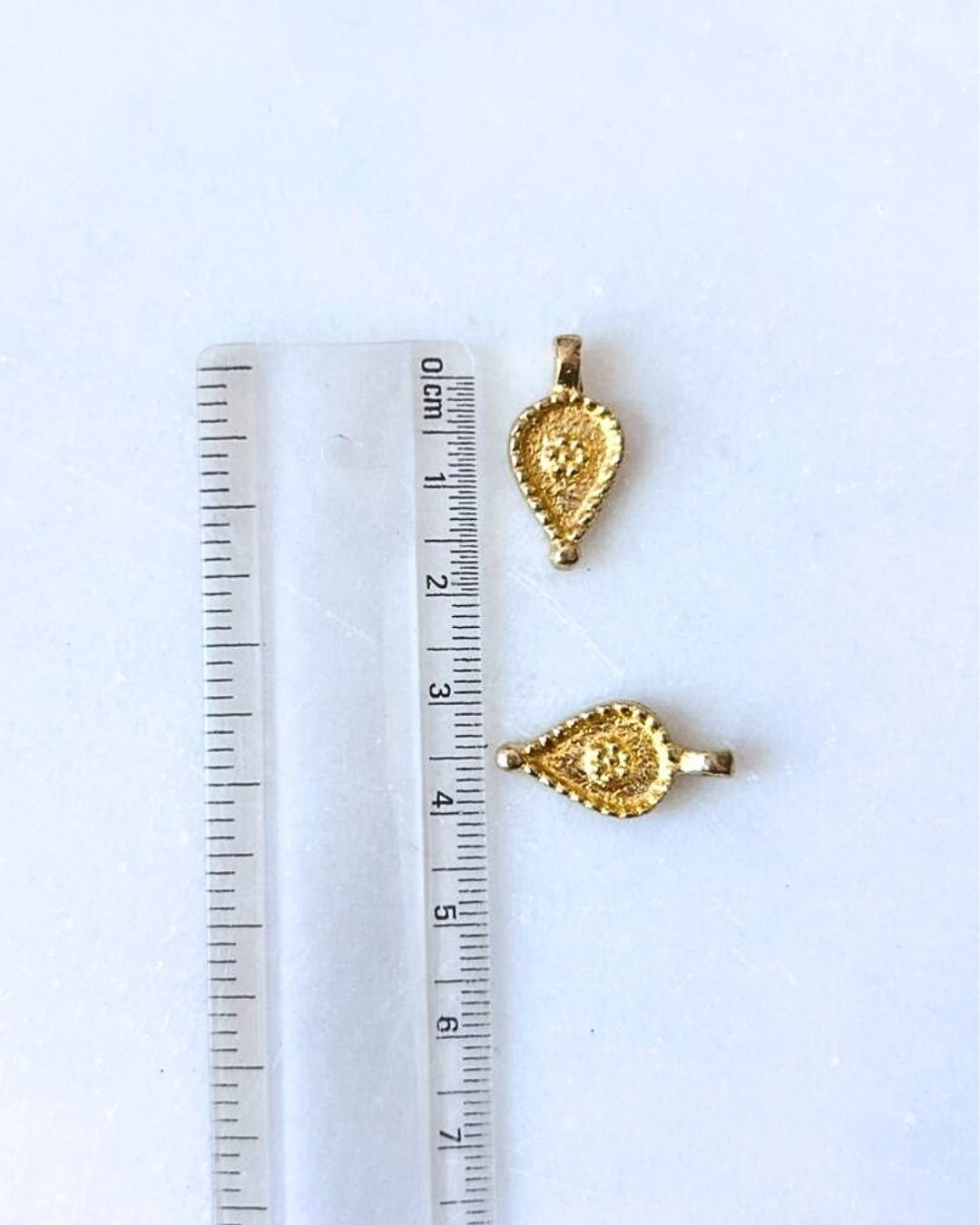Granulated Teardrop Brass Charms – Pack of 10 Pieces - Image 2