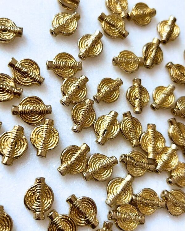 Round Ribbed Brass Charms – Pack of 10 Pieces