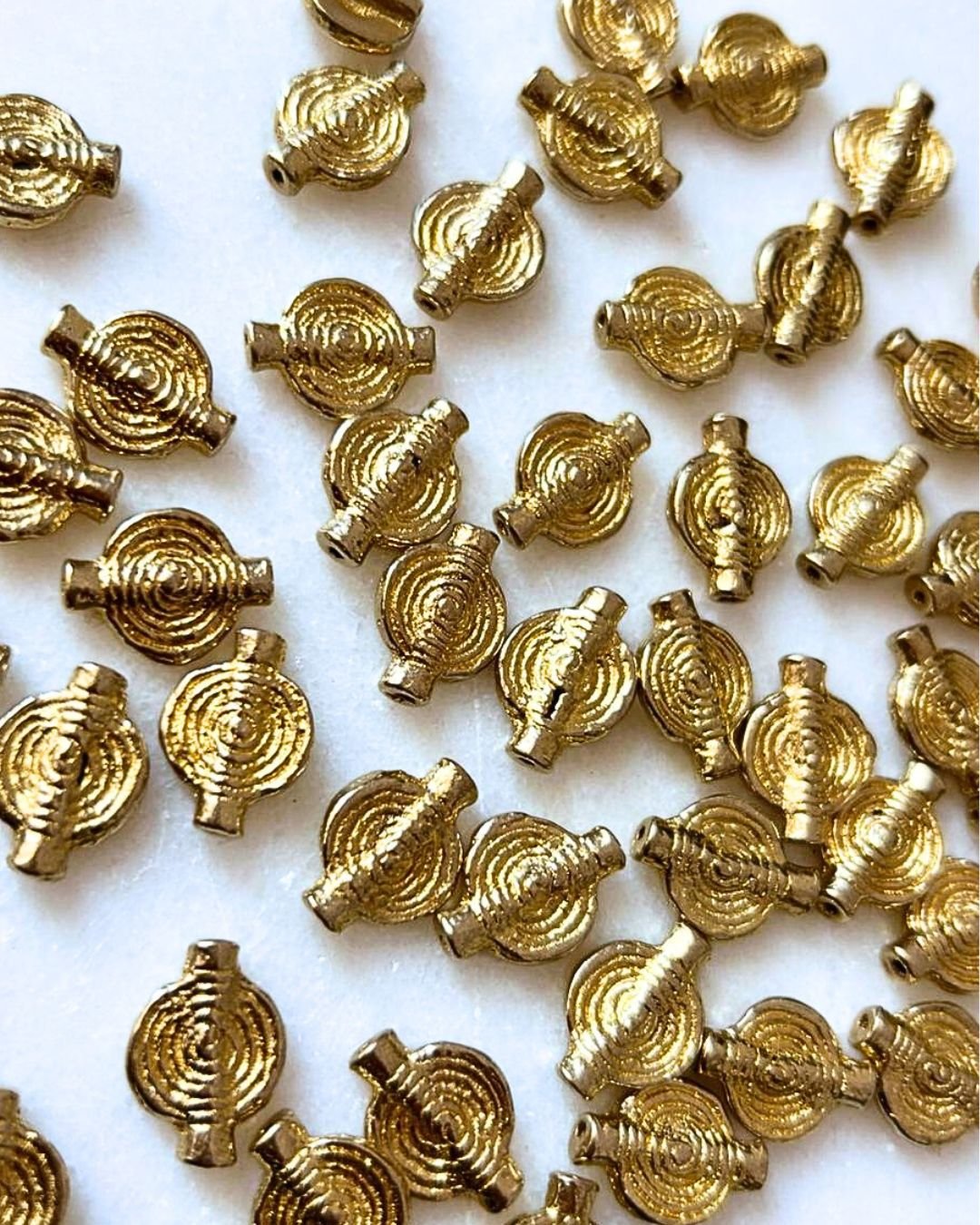 Round Ribbed Brass Charms – Pack of 10 Pieces