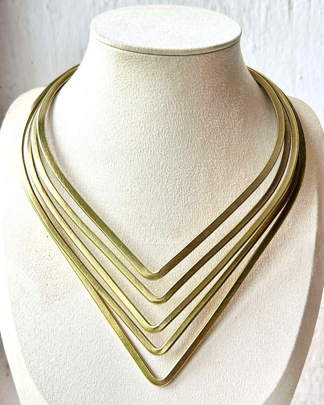 Layered V-Shaped Brass Choker