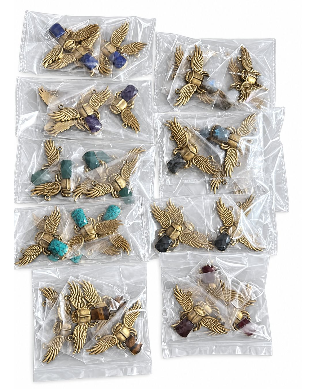 Winged Scarab Brass Stone Connector - Image 4