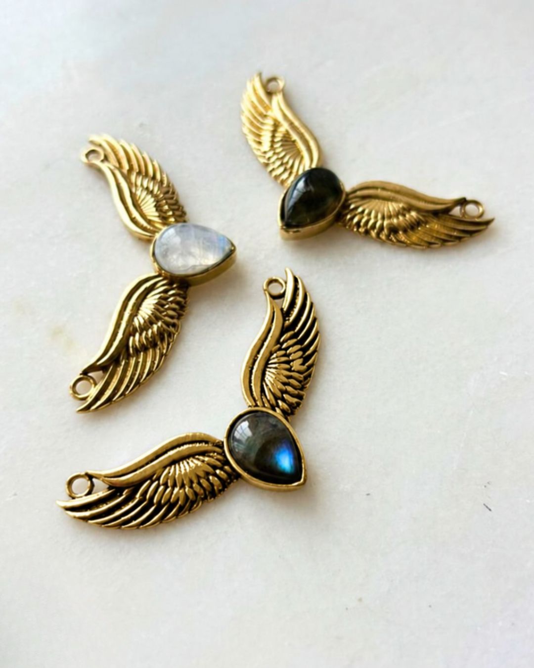 Teardrop Stone Brass Connector for Jewelry Making - Image 2