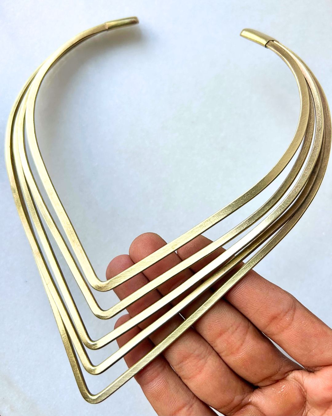 Layered V-Shaped Brass Choker - Image 2