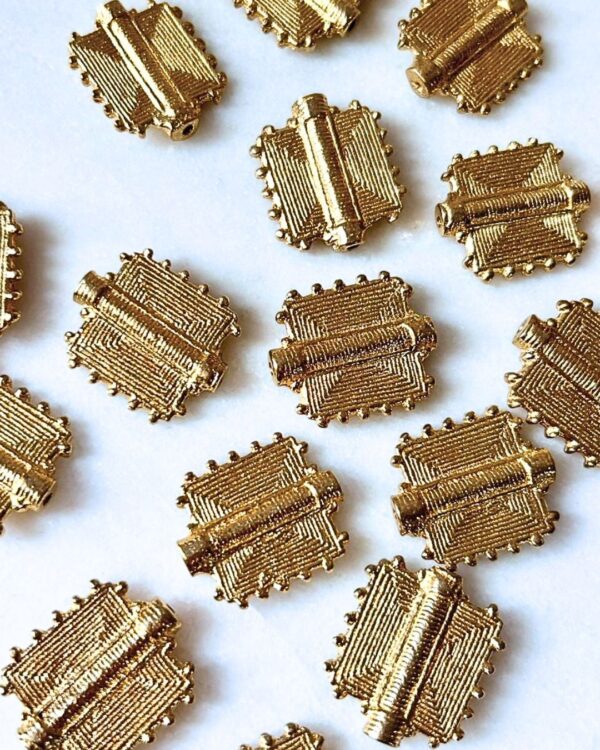 Textured Square Brass Charm – 1 Piece