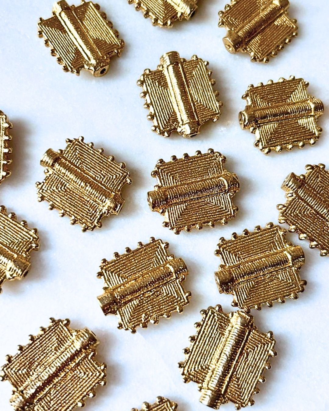 Textured Square Brass Charm – 1 Piece