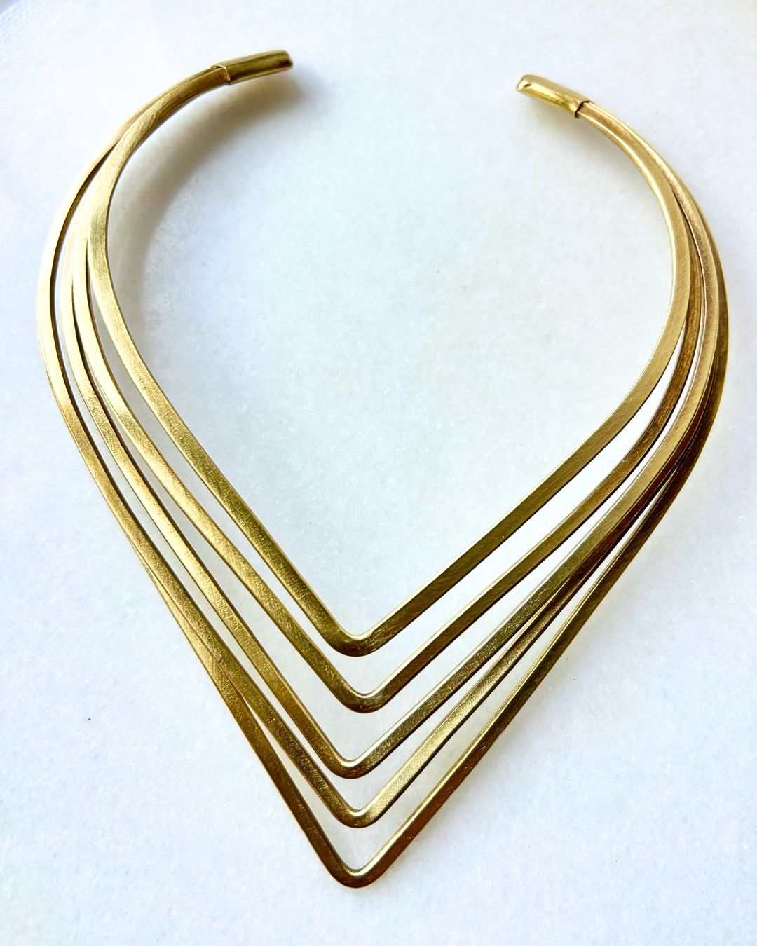 Layered V-Shaped Brass Choker - Image 3