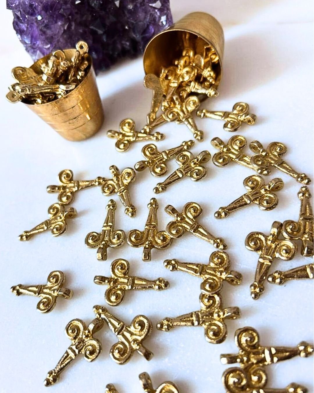 Spiral Cross Brass Charms – Pack of 5 Pieces - Image 2
