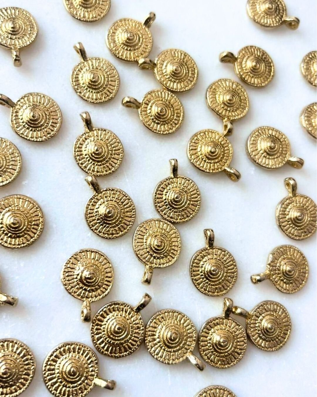 Floral Spiral Brass Charms – Pack of 10 Pieces