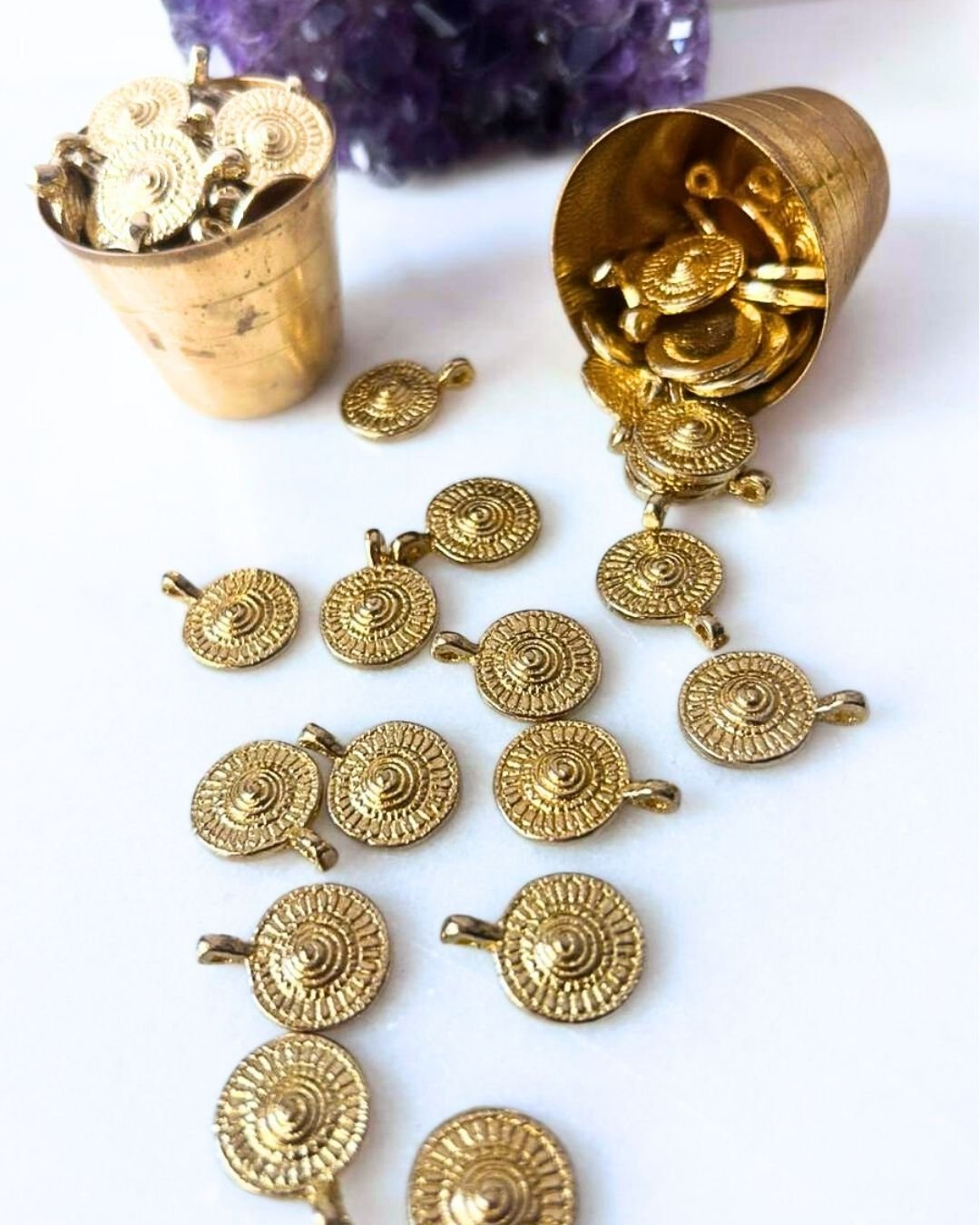 Floral Spiral Brass Charms – Pack of 10 Pieces - Image 2