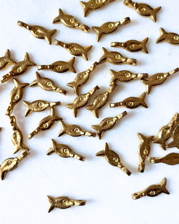 Fish Shape Brass Charms – Pack of 10 Pieces