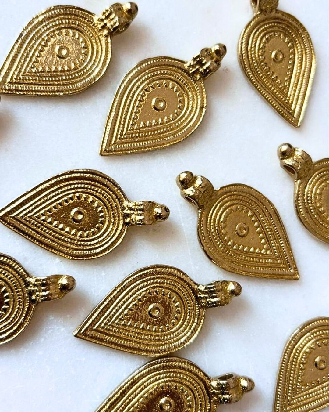 Engraved Teardrop Brass Charms – 1 Piece