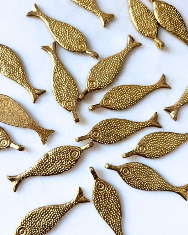 Textured Fish Brass Charms – 1 Piece