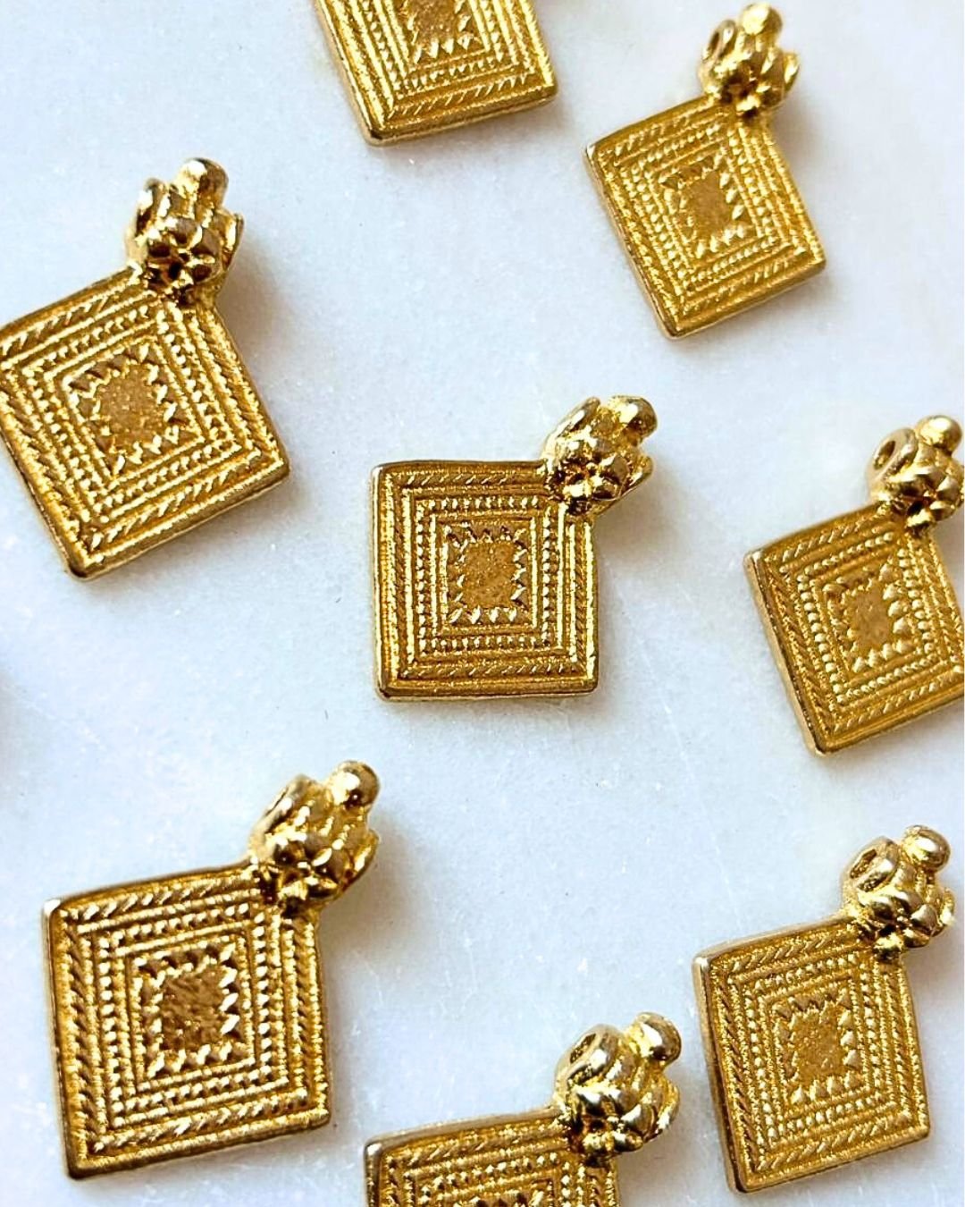 Textured Diamond Brass Charms – Pack of 3 Pieces - Image 2