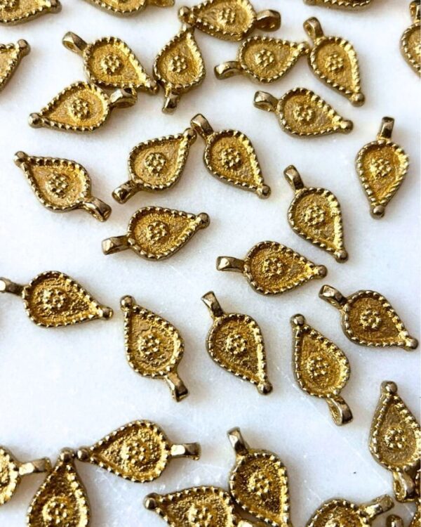 Granulated Teardrop Brass Charms – Pack of 10 Pieces