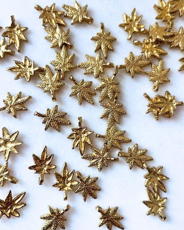 Leaf Shape Brass Charm – Pack of 10 Pieces