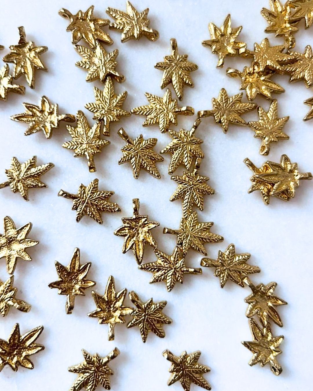 Leaf Shape Brass Charm – Pack of 10 Pieces