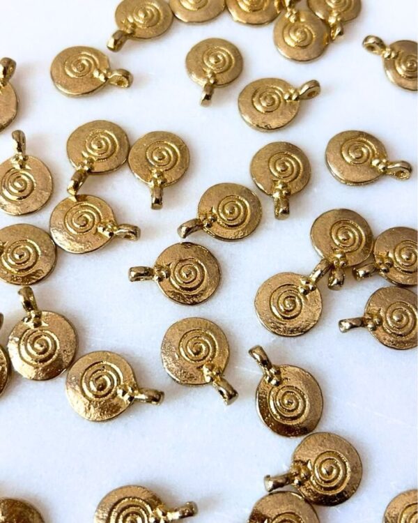 Minimal Spiral Round Brass Charms – Pack of 10 Pieces