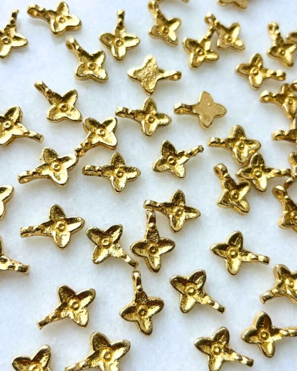 Four Petal Brass Charms – Pack of 10 Pieces
