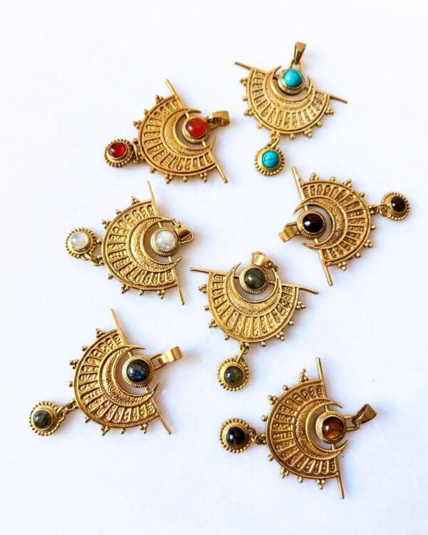 Moon Mandala Brass Pendant for Jewelry Making