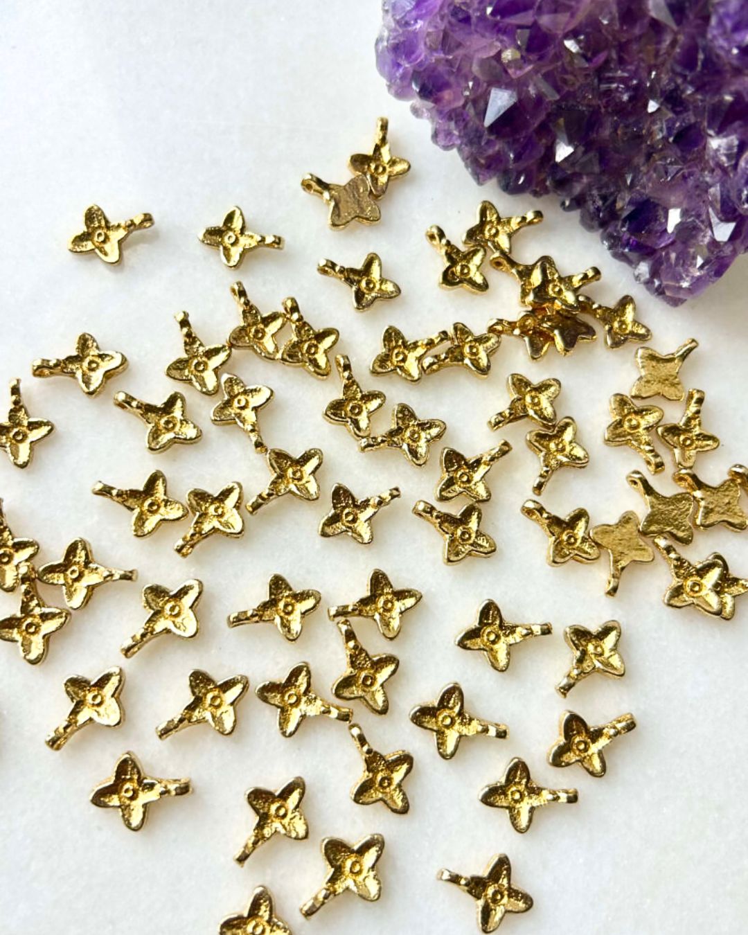 Four Petal Brass Charms – Pack of 10 Pieces - Image 2