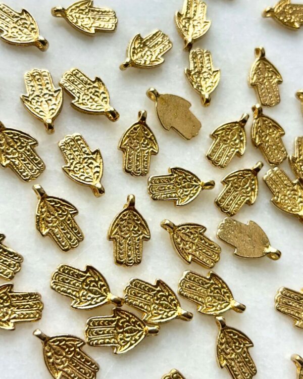 Hamsa Hand Brass Charms – Pack of 5 Pieces