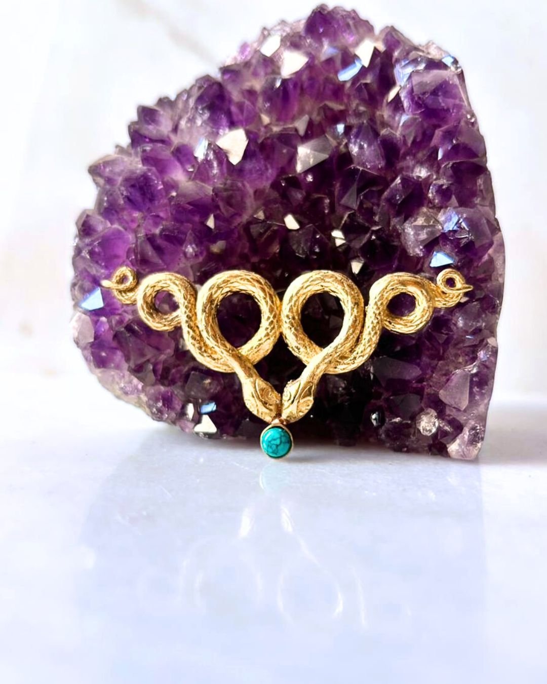 Serpent Stone Brass Connector for Jewelry Making