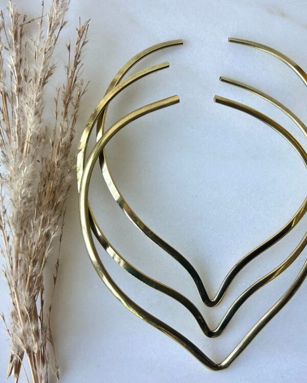 Minimal Sleek V-Shaped Brass Choker