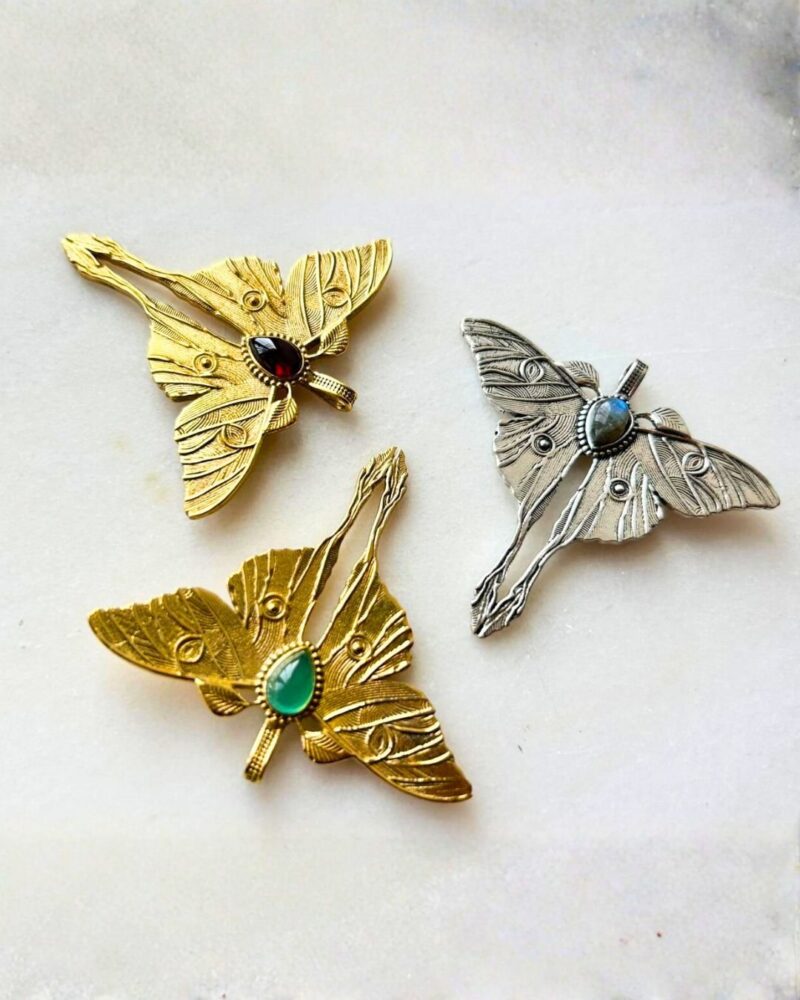Butterfly Brass Pendant with Stone - Image 3