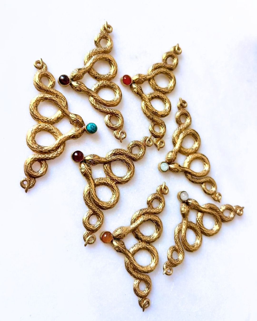 Serpent Stone Brass Connector for Jewelry Making - Image 2