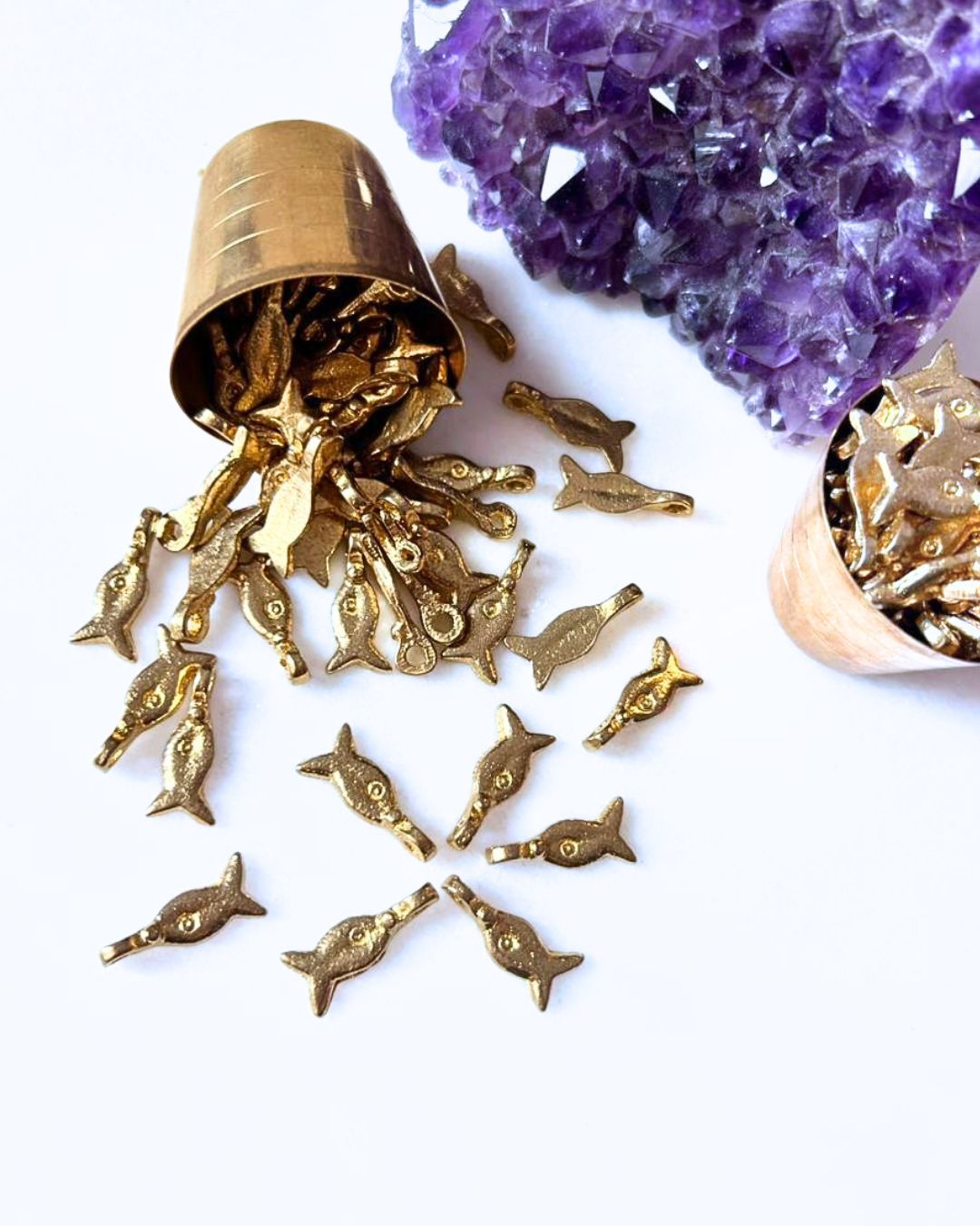 Fish Shape Brass Charms – Pack of 10 Pieces - Image 2