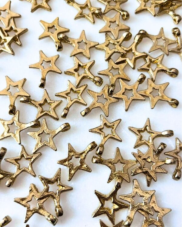 Open Star Brass Charms – Pack of 10 Pieces