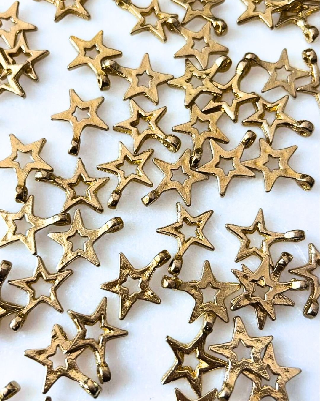 Open Star Brass Charms – Pack of 10 Pieces