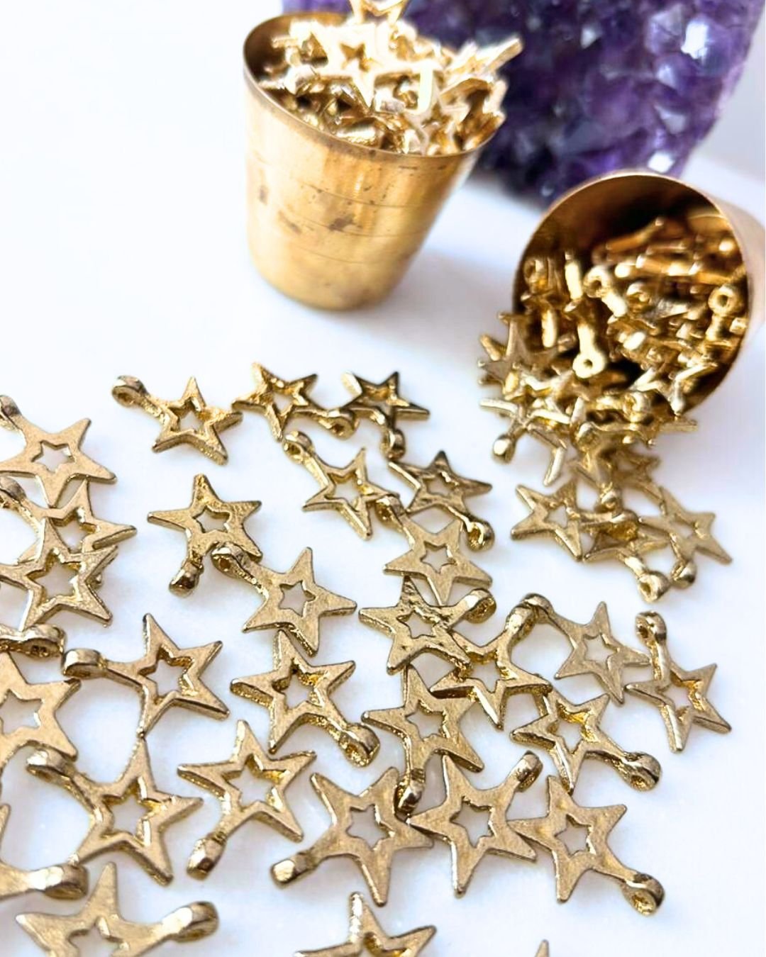 Open Star Brass Charms – Pack of 10 Pieces - Image 2