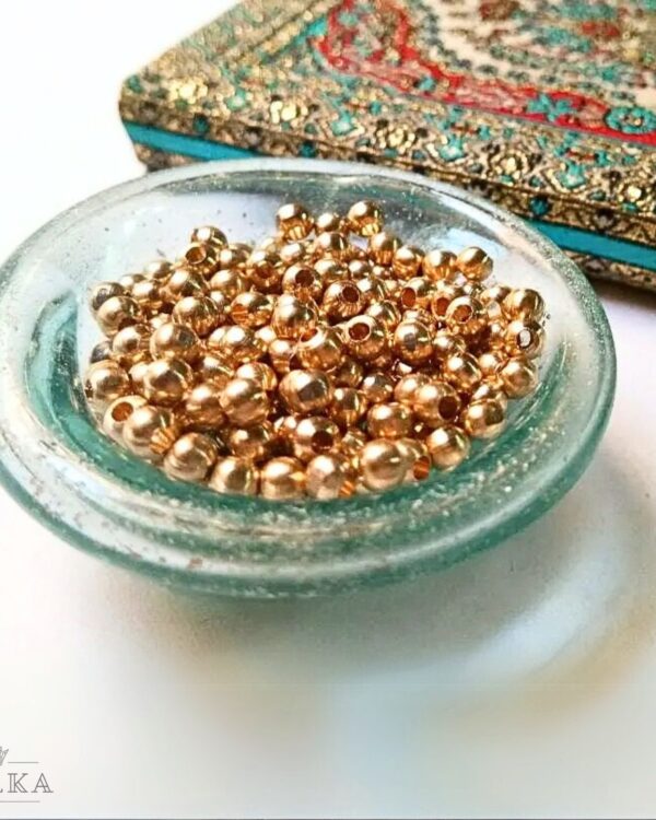 3mm Brass Round Beads – 20g ≈ 125 Beads