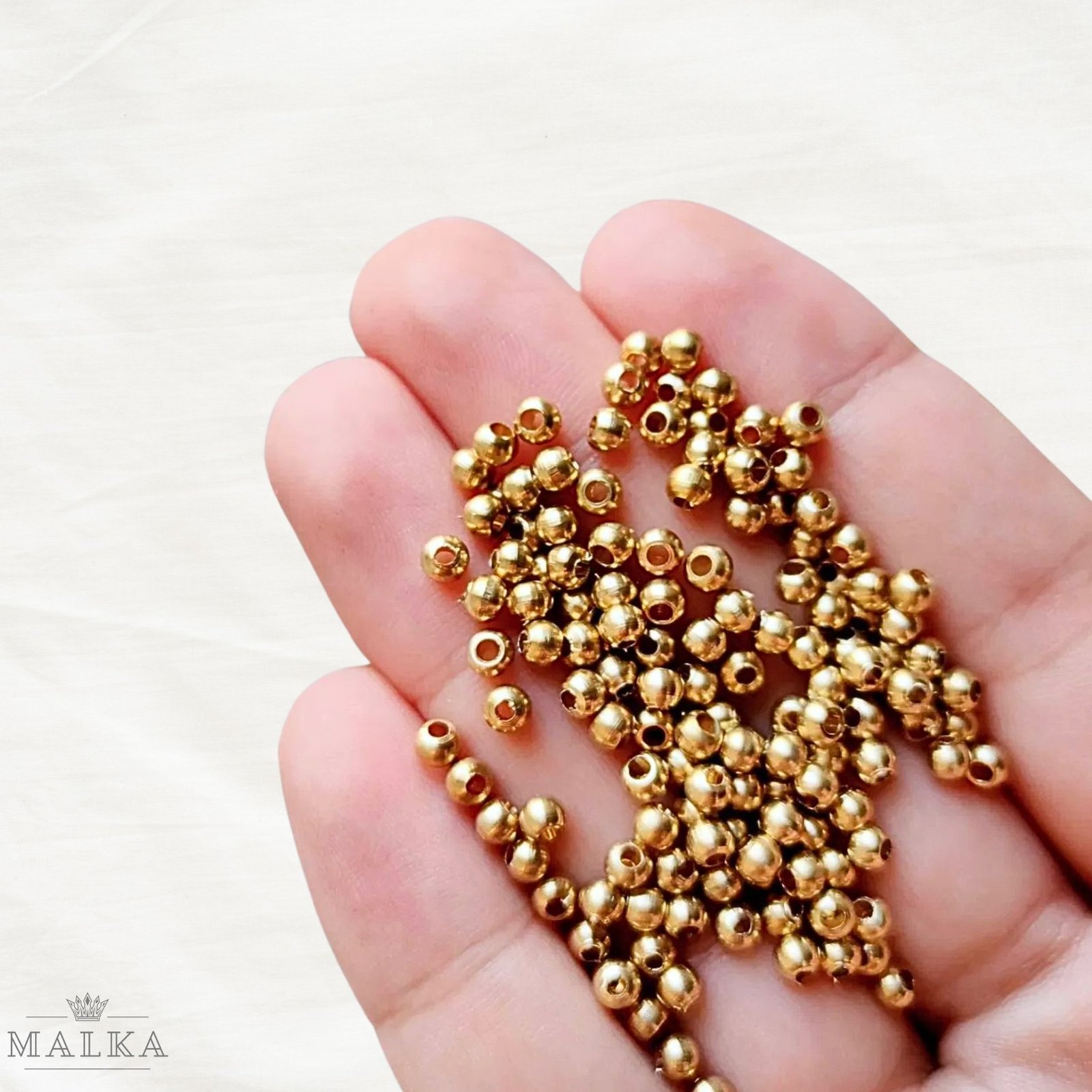 3mm Brass Round Beads – 20g ≈ 125 Beads - Image 3