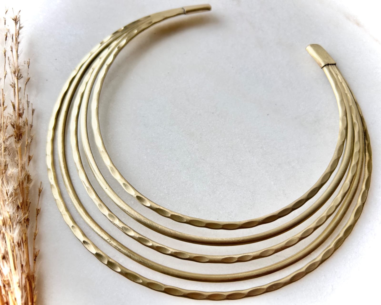 Golden Ripple Layered Brass Choker