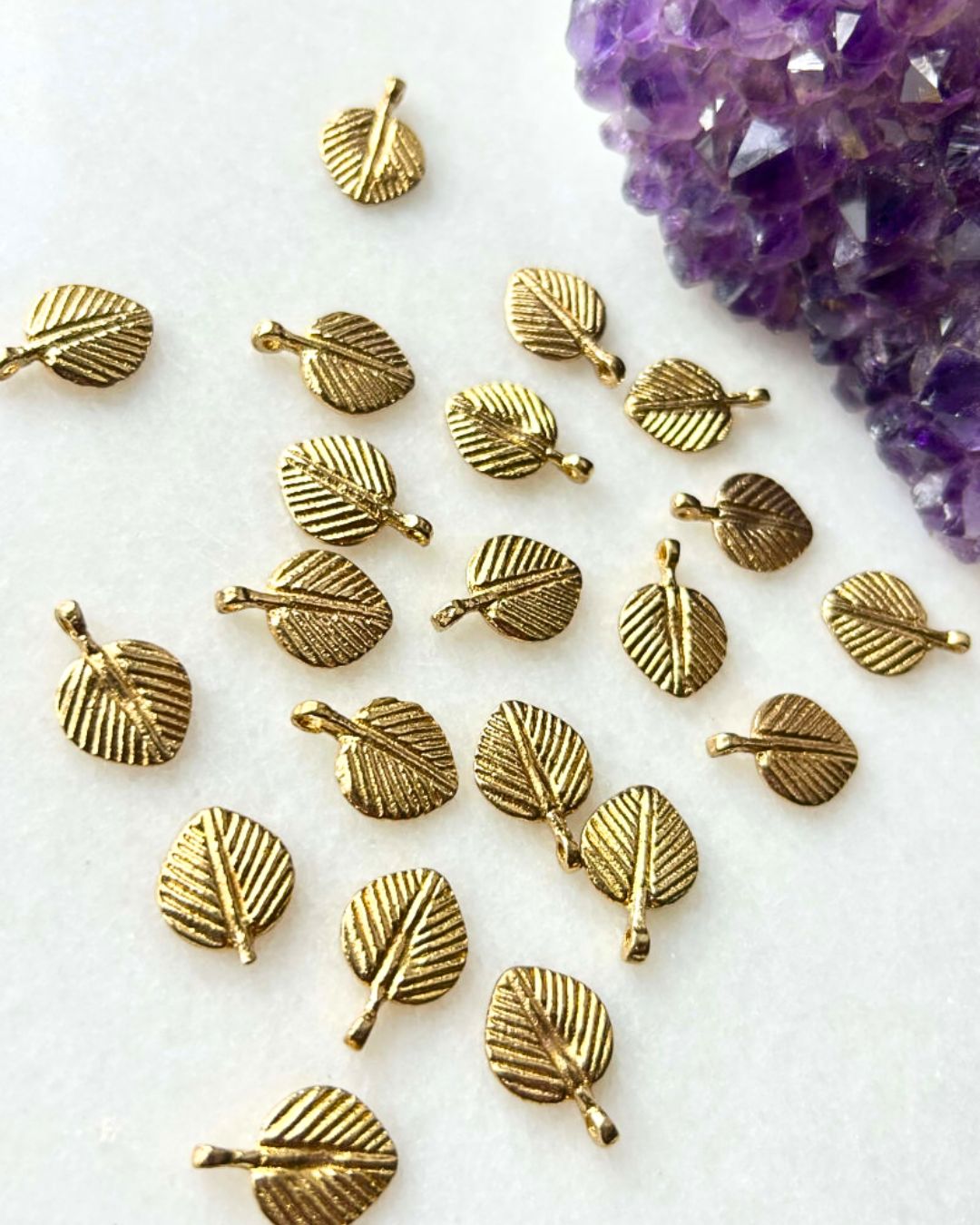Botanical Leaf Brass Charms – Pack of 5 Pieces
