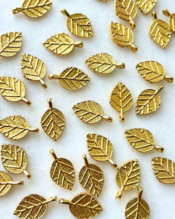 Botanical Leaf Brass Charms – Pack of 5 Pieces