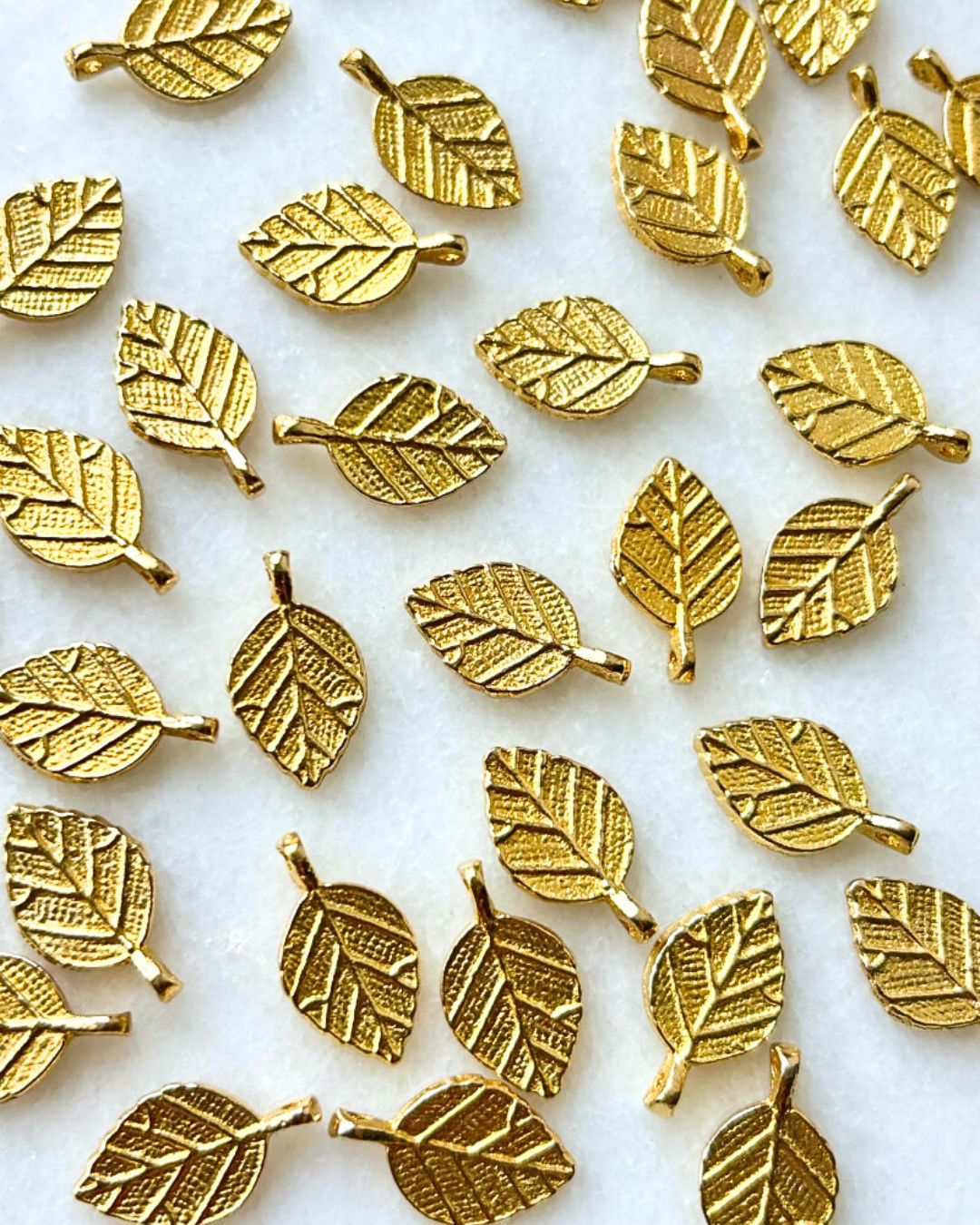Botanical Leaf Brass Charms – Pack of 5 Pieces