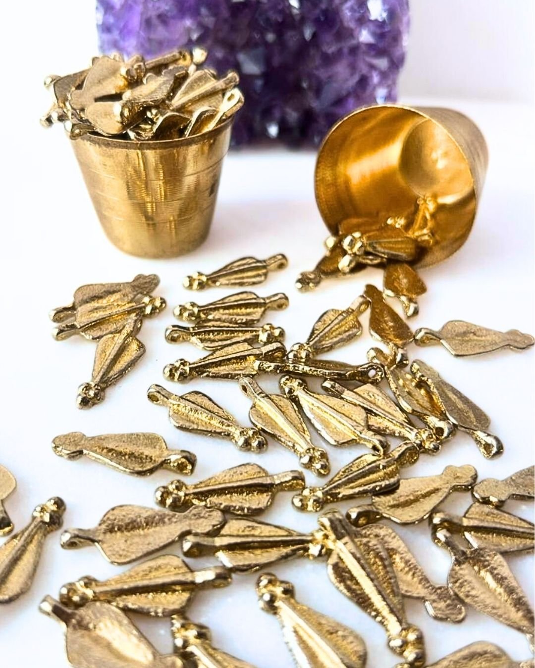 Textured Drop Brass Charms – Pack of 5 Pieces - Image 2
