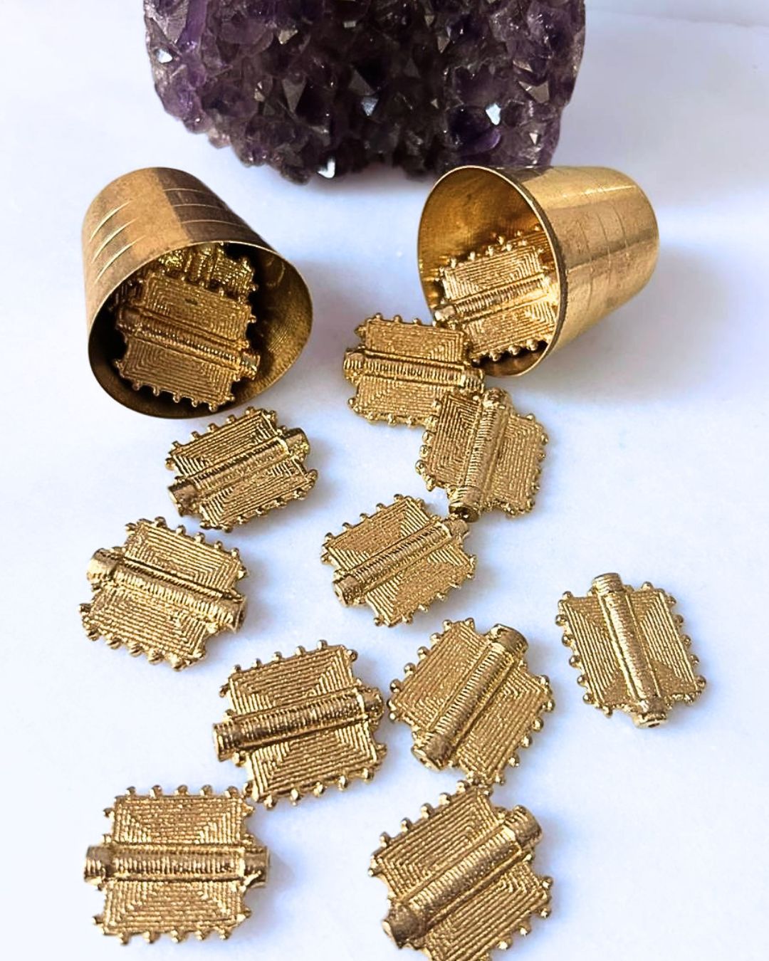 Textured Square Brass Charm – 1 Piece - Image 2