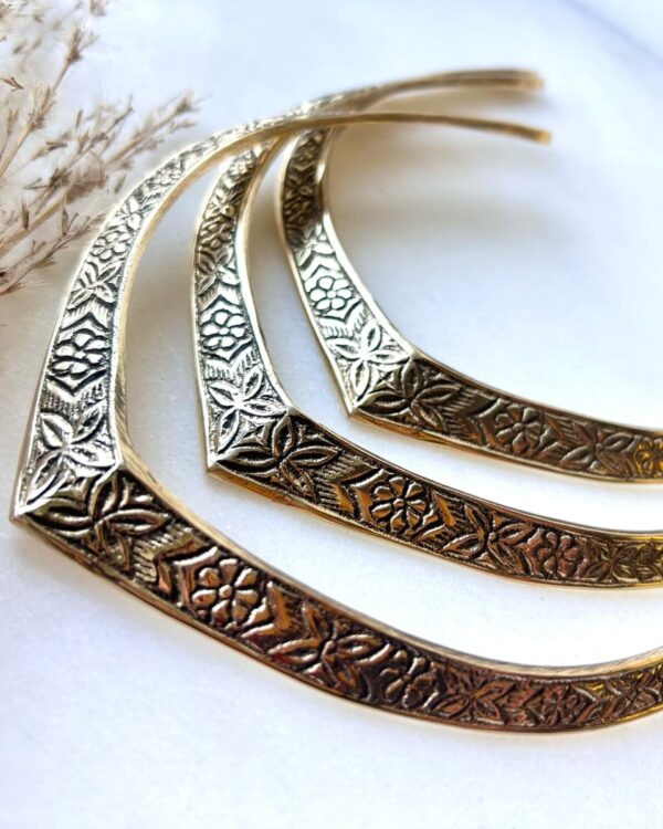 Floral Engraved Brass Choker
