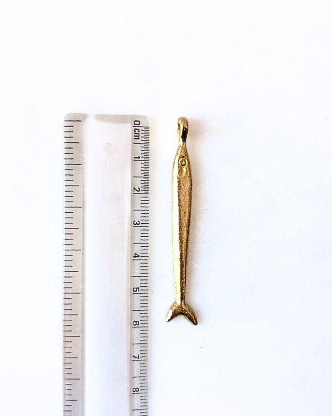 Long Slim Fish Brass Charms – Pack of 3 Pieces - Image 2