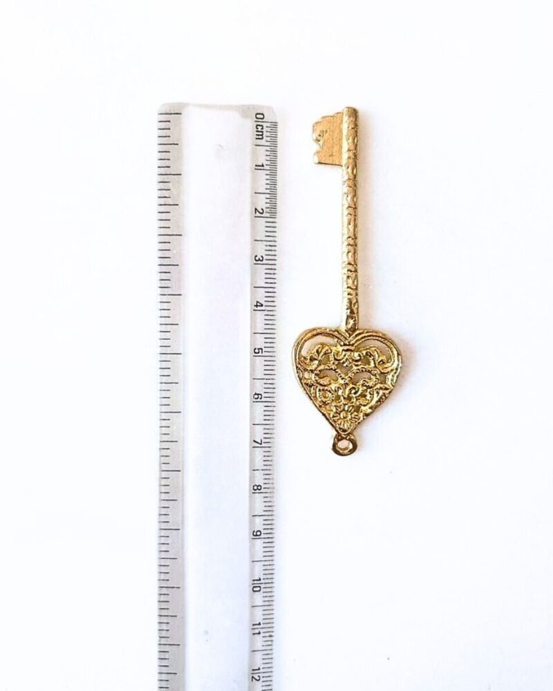 Ornate Heart Brass Key Pendant – 1 Piece - Image 3