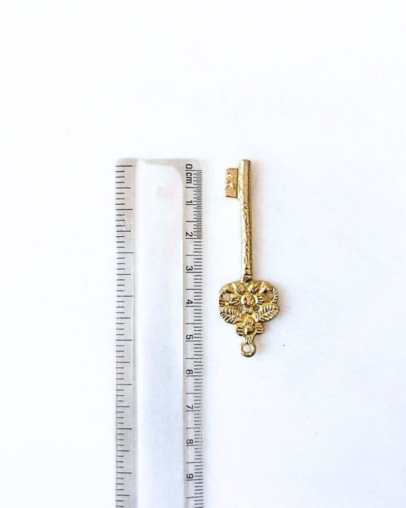 Floral Brass Key Pendant – 1 Piece - Image 3