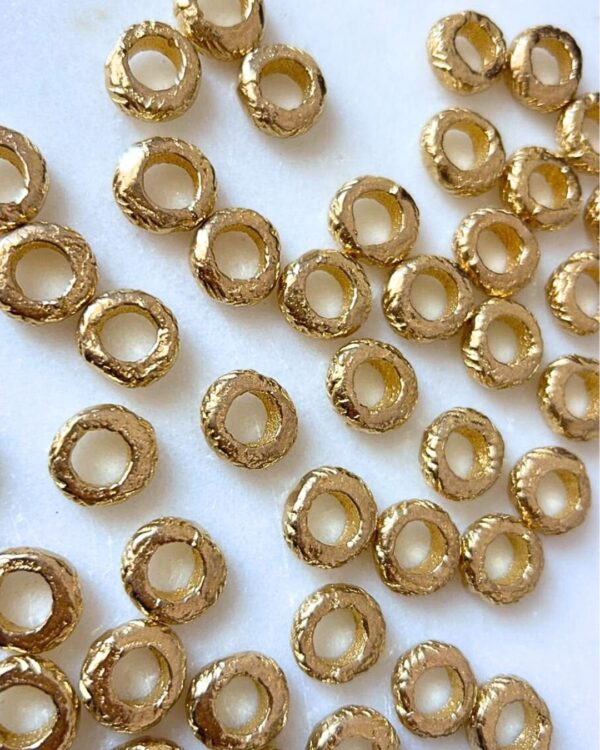 Textured Spacer Brass Charms – Pack of 5 Pieces