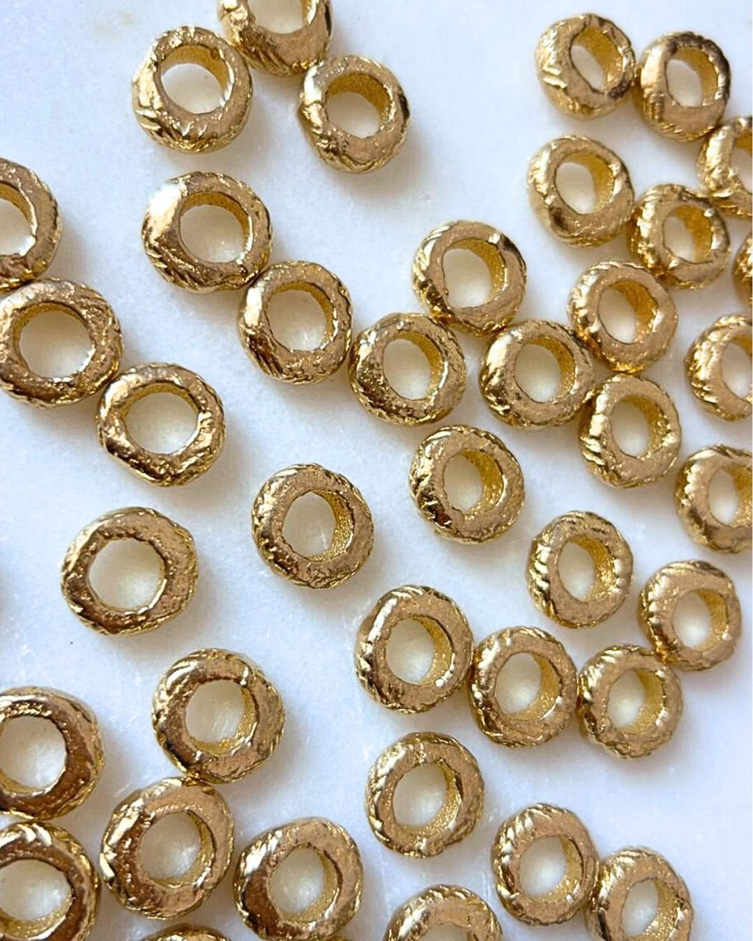 Textured Spacer Brass Charms – Pack of 5 Pieces