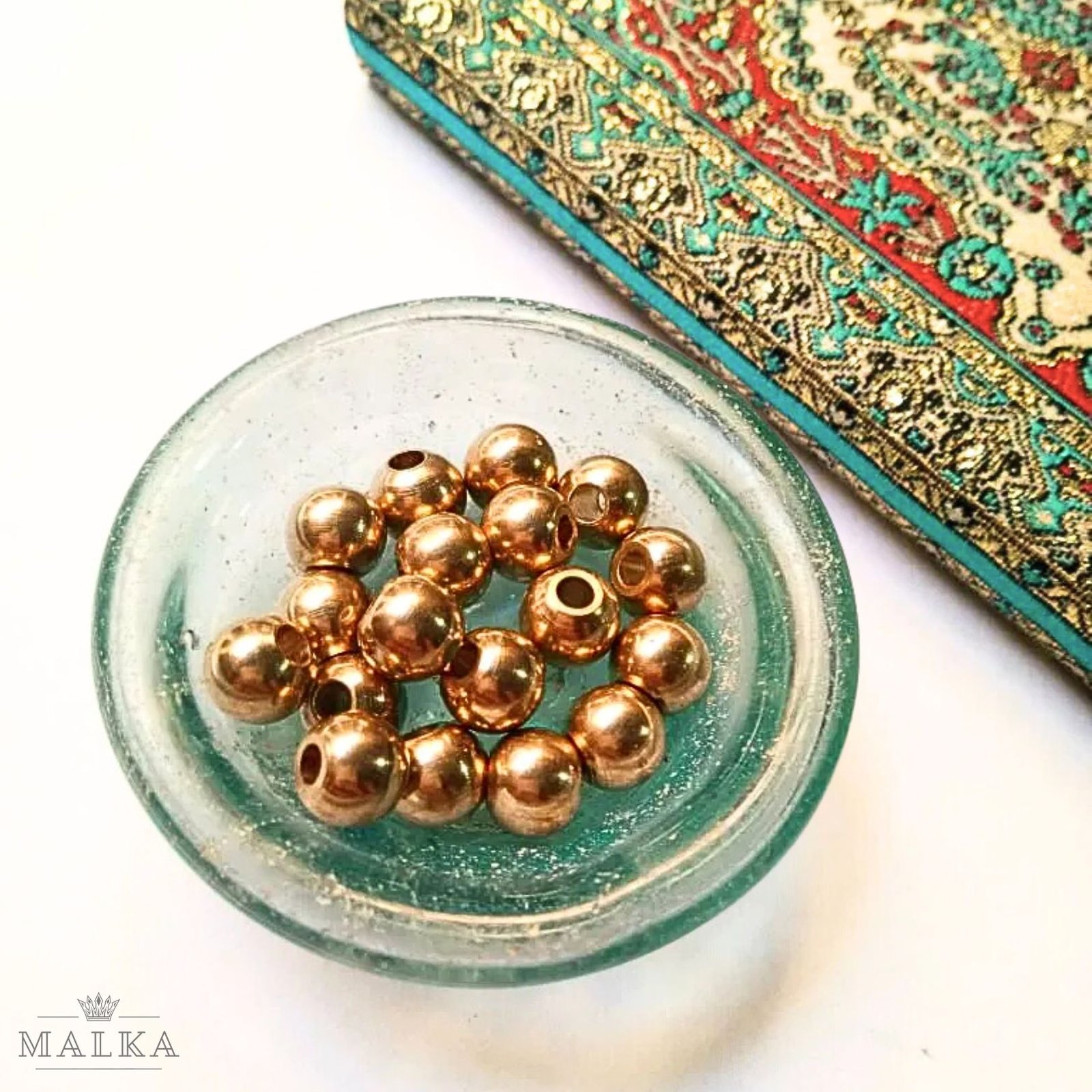 7mm Brass Round Beads – 20g ≈ 14 Beads