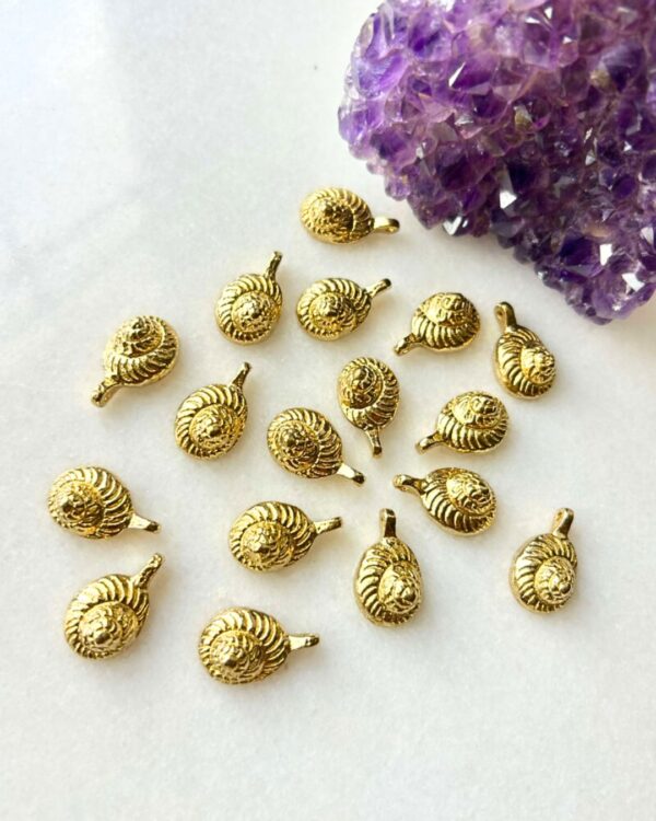 Spiral Shell Brass Charms – Pack of 3 Pieces